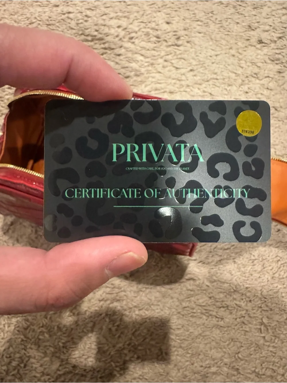 Red Privata  Patent Croc-Embossed Women’s Cosmetic Bag